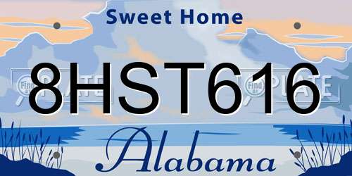 8HST616 Alabama License Plate