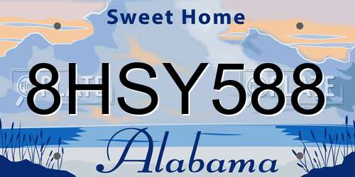 8HSY588 Alabama License Plate