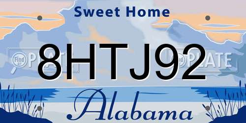 8HTJ92 Alabama License Plate
