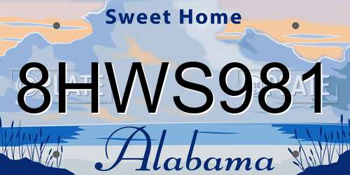 8HWS981 Alabama License Plate