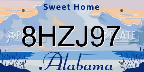 8HZJ97 Alabama License Plate