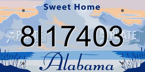 8I17403 Alabama License Plate