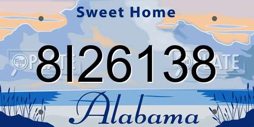 8I26138 Alabama License Plate