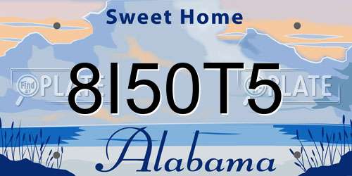 8I50T5 Alabama License Plate