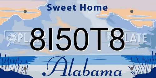 8I50T8 Alabama License Plate