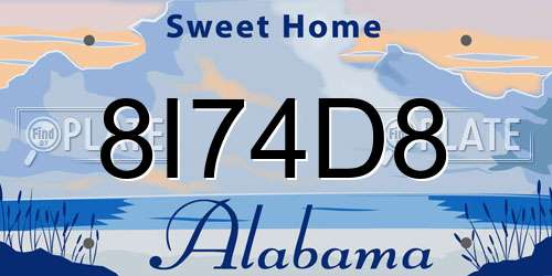 8I74D8 Alabama License Plate