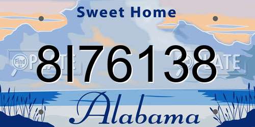 8I76138 Alabama License Plate
