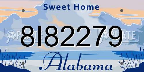 8I82279 Alabama License Plate