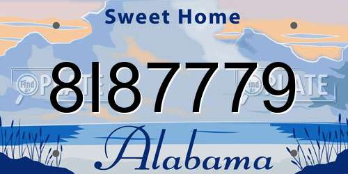8I87779 Alabama License Plate