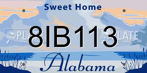 8IB113 Alabama License Plate