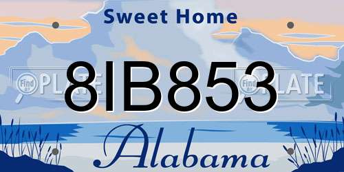 8IB853 Alabama License Plate