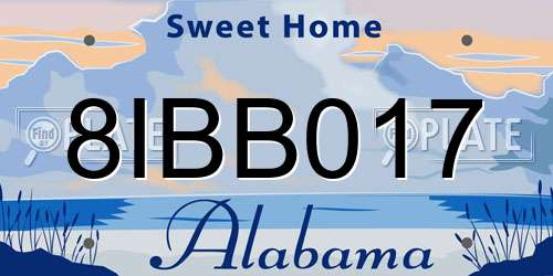 8IBB017 Alabama License Plate
