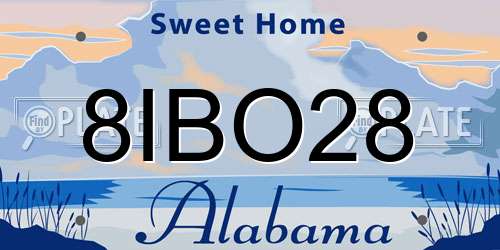 8IBO28 Alabama License Plate