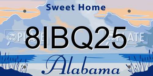 8IBQ25 Alabama License Plate