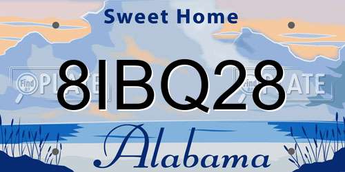 8IBQ28 Alabama License Plate