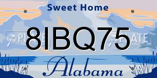 8IBQ75 Alabama License Plate