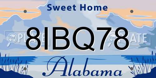 8IBQ78 Alabama License Plate