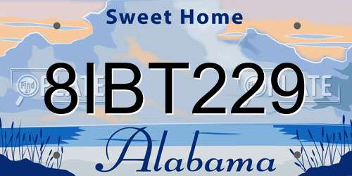 8IBT229 Alabama License Plate
