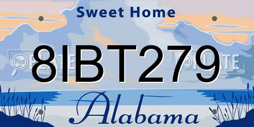 8IBT279 Alabama License Plate