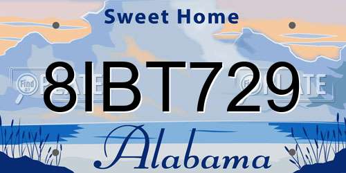8IBT729 Alabama License Plate