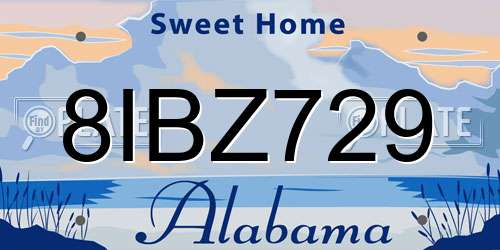 8IBZ729 Alabama License Plate