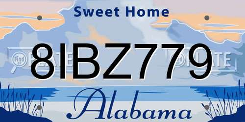 8IBZ779 Alabama License Plate