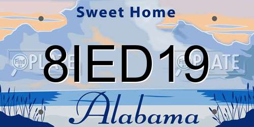 8IED19 Alabama License Plate