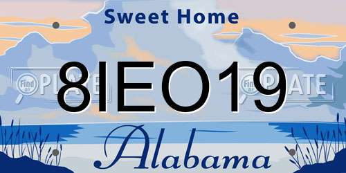 8IEO19 Alabama License Plate