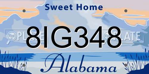 8IG348 Alabama License Plate