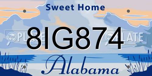 8IG874 Alabama License Plate