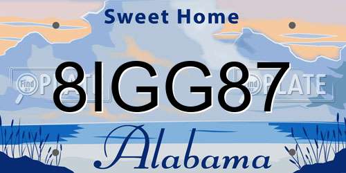 8IGG87 Alabama License Plate