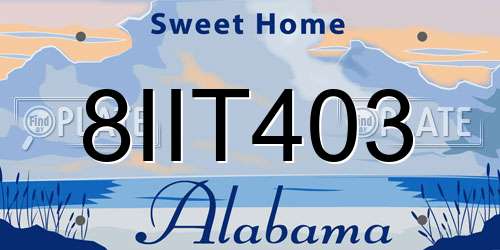 8IIT403 Alabama License Plate