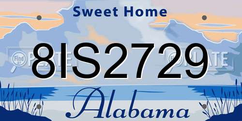 8IS2729 Alabama License Plate