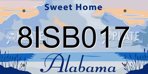 8ISB017 Alabama License Plate