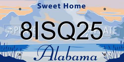 8ISQ25 Alabama License Plate