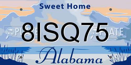 8ISQ75 Alabama License Plate