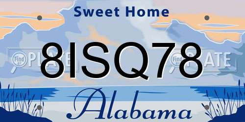 8ISQ78 Alabama License Plate