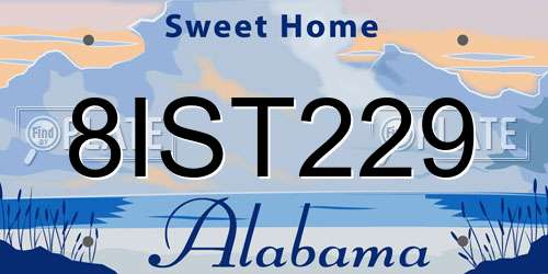 8IST229 Alabama License Plate