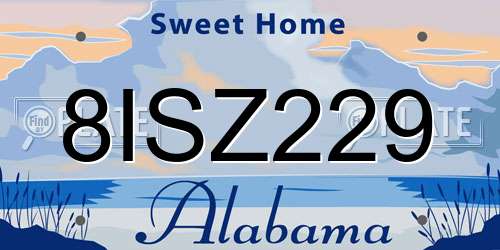 8ISZ229 Alabama License Plate