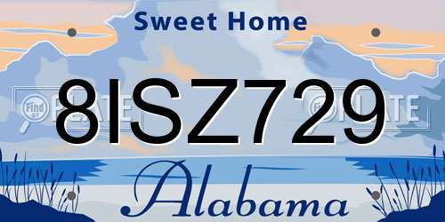 8ISZ729 Alabama License Plate