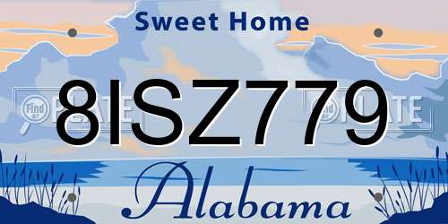 8ISZ779 Alabama License Plate