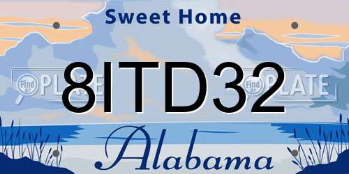 8ITD32 Alabama License Plate