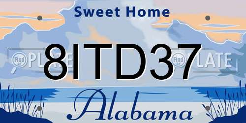 8ITD37 Alabama License Plate