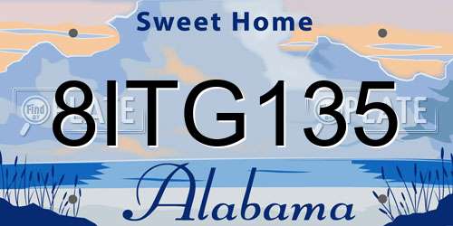 8ITG135 Alabama License Plate