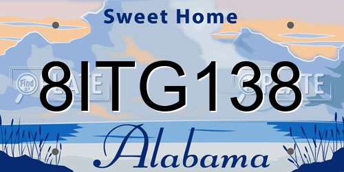 8ITG138 Alabama License Plate