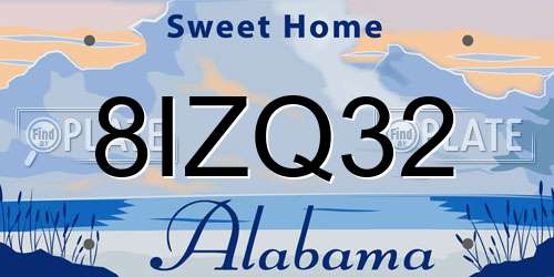 8IZQ32 Alabama License Plate