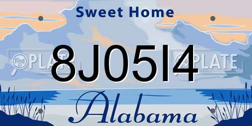 8J05I4 Alabama License Plate