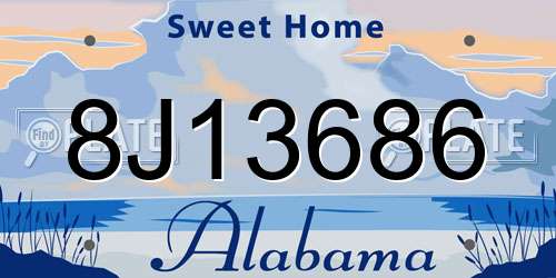 8J13686 Alabama License Plate