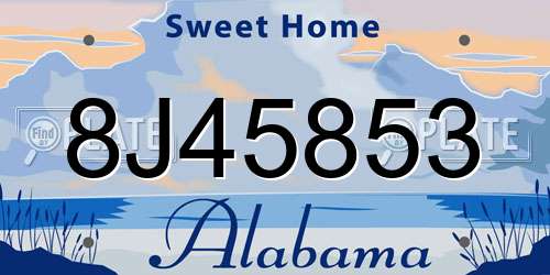 8J45853 Alabama License Plate
