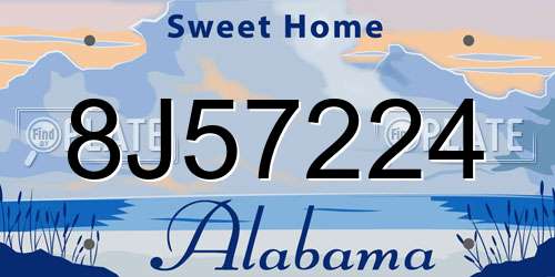 8J57224 Alabama License Plate